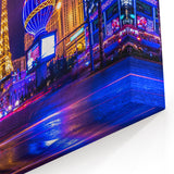 Neon Vegas Night Art - Paris Las Vegas Eiffel Tower Cityscape Canvas