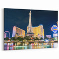 Paris Las Vegas Hotel Art - Eiffel Tower Night Cityscape Canvas Print