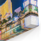 Paris Las Vegas Hotel Art - Eiffel Tower Night Cityscape Canvas Print