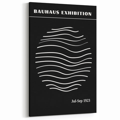 Bohemian Wall Art | Black & White Bauhaus Wavy Lines Canvas | Eclectic Print
