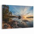 Minnesota Sunset Lake and Pines - Framed and Canvas Wall Art for Decor