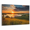 Minnesota Sunset Over Hillside Lake - Framed and Canvas Wall Art Decor