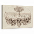 Grunge Wall Art - Skull and Tree Sketch Canvas for Dark Aesthetic Decor