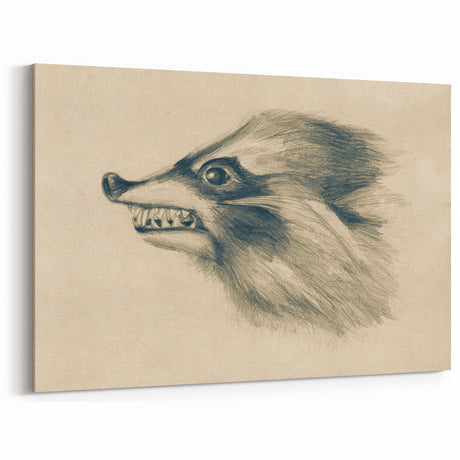 Grunge Animal Sketch Art - Vintage Wolf Canvas Print - Edgy Decor