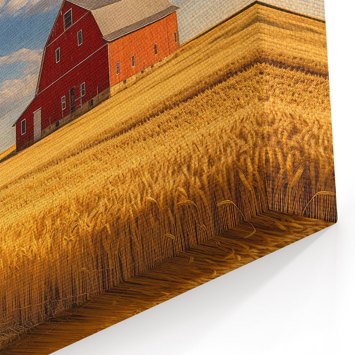 Framed Nebraska Art - Red Barn and Golden Wheat Field Nebraska Prints