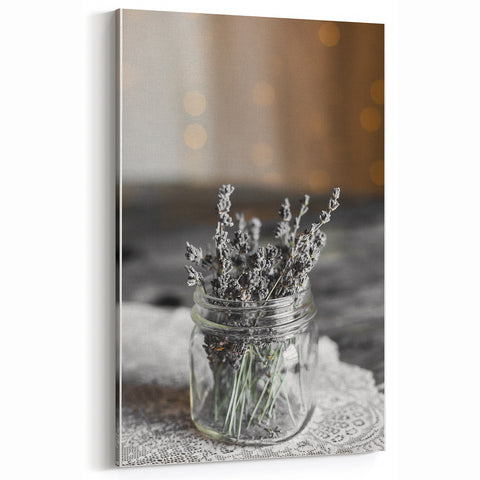 Rustic Wall Art: Lavender in Glass Jar – Farmhouse Floral Decor Print