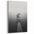 Rustic Wall Art: Broken Dock in Fog – Minimalist Black & White Print