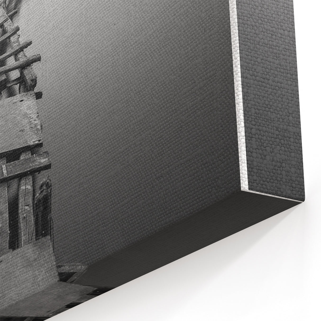 Rustic Wall Art: Broken Dock in Fog – Minimalist Black & White Print