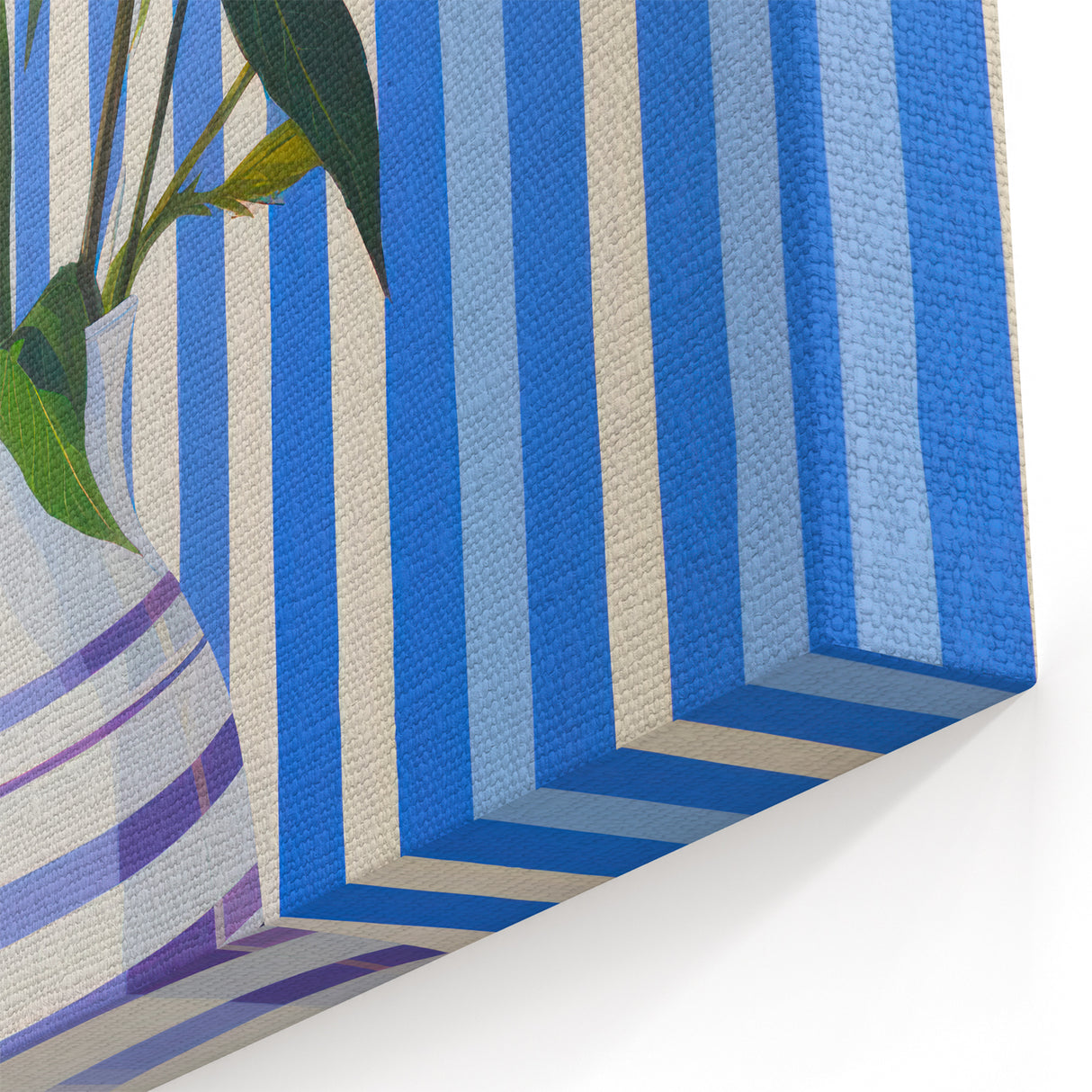 Electric Floral Wall Art - Modern Striped Vase with Vibrant Flower Display