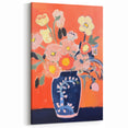 Electric Floral Wall Art - Vibrant Vase with Bold Orange Flower Display