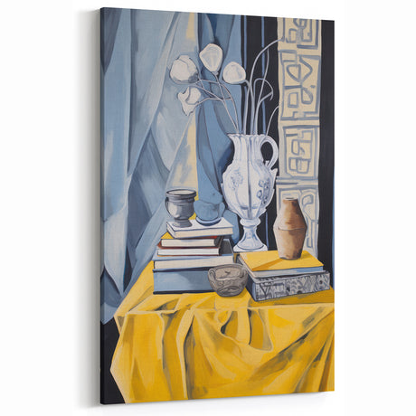 Electric Still Life Wall Art - Bold Modern Decor with Blue and Yellow Accents