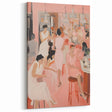 Electric Social Scene Wall Art - Vibrant Pink Modern Café Gathering