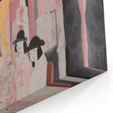 Electric Café Wall Art - Modern Pink Bistro Scene with Artistic Flair