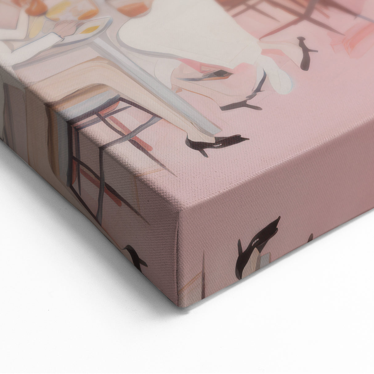 Electric Café Wall Art - Modern Pink Bistro Scene with Artistic Flair