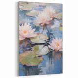 Electric Water Lily Wall Art - Tranquil Pond Scene with Soft Pastel Hues