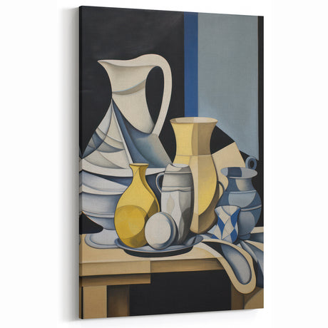 Electric Abstract Still Life Wall Art - Modern Cubist Vase Composition