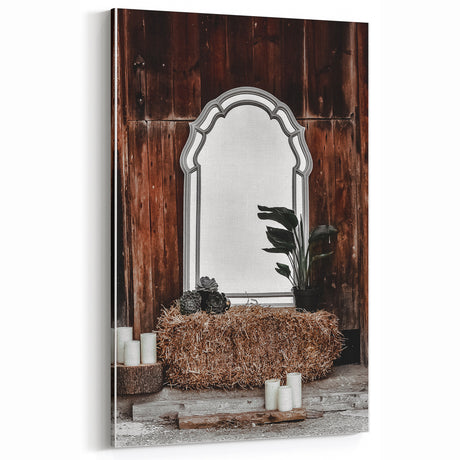 Rustic Mirror Wall Art – Farmhouse Nature Decor for Vintage Interiors