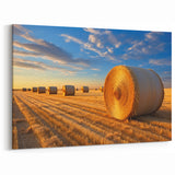 Nebraska Landscape Art - Golden Hay Bales Nebraska Photography Prints