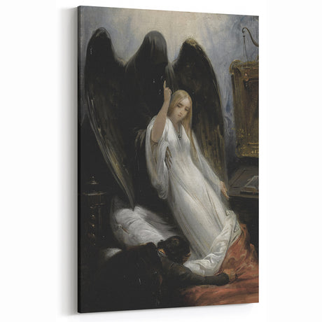 Dark Moody Wall Art - Gothic Guardian Angel Scene for Dramatic Interiors