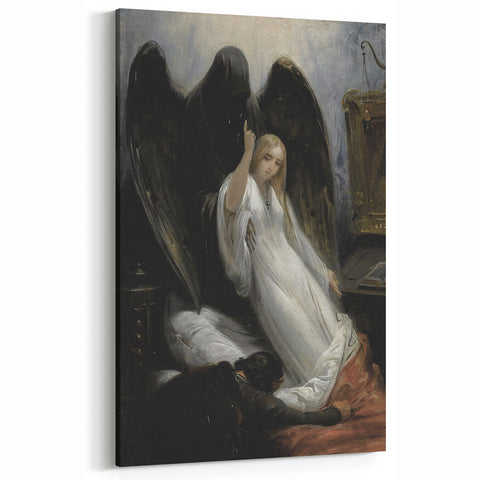 Dark Moody Wall Art - Gothic Guardian Angel Scene for Dramatic Interiors
