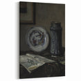 Dark Moody Wall Art - Vintage Still Life with Plate and Vase for Interiors