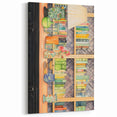 Electric Wall Art | Vibrant Bookshelf and Vases Modern Electric Art Canvas