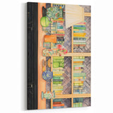 Electric Wall Art | Vibrant Bookshelf and Vases Modern Electric Art Canvas