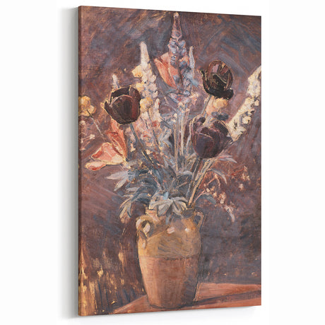 Rustic Floral Still Life - Warm Moody Flowers in a Vintage Vase