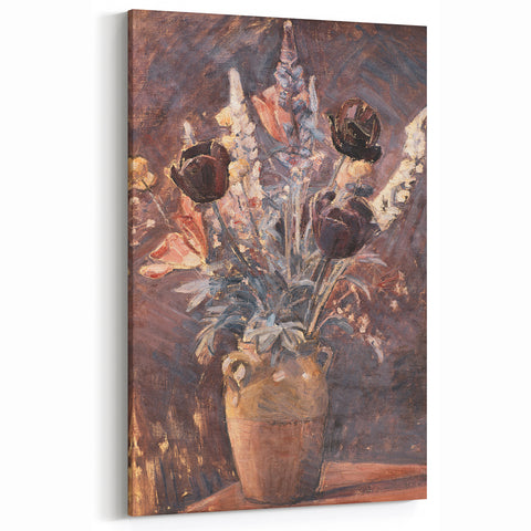 Rustic Floral Still Life - Warm Moody Flowers in a Vintage Vase