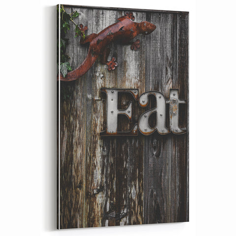 Rustic 'Eat' Sign Wall Art – Farmhouse Kitchen Decor with Metal Accents
