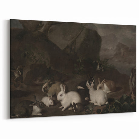 Dark Moody Wall Art | Serene Rabbit Gathering | Moody Animal Prints