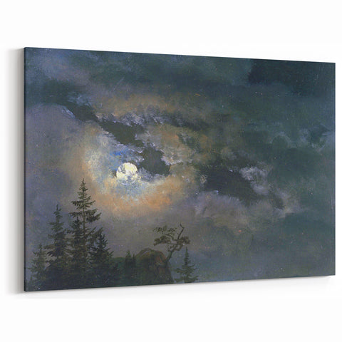 Dark Moody Wall Art - Atmospheric Moonlit Sky for Dramatic Interiors