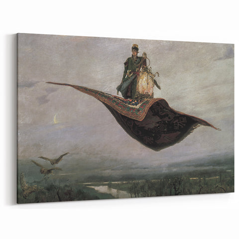 Dark Moody Fantasy Art - Enchanting Flying Carpet Scene for Home Decor