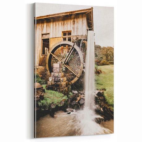 Rustic Watermill Wall Art – Vintage Farmhouse Decor with Natural Charm