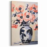 Electric Floral Wall Art: Bold Poppy Vase in Modern Electric Art Canvas