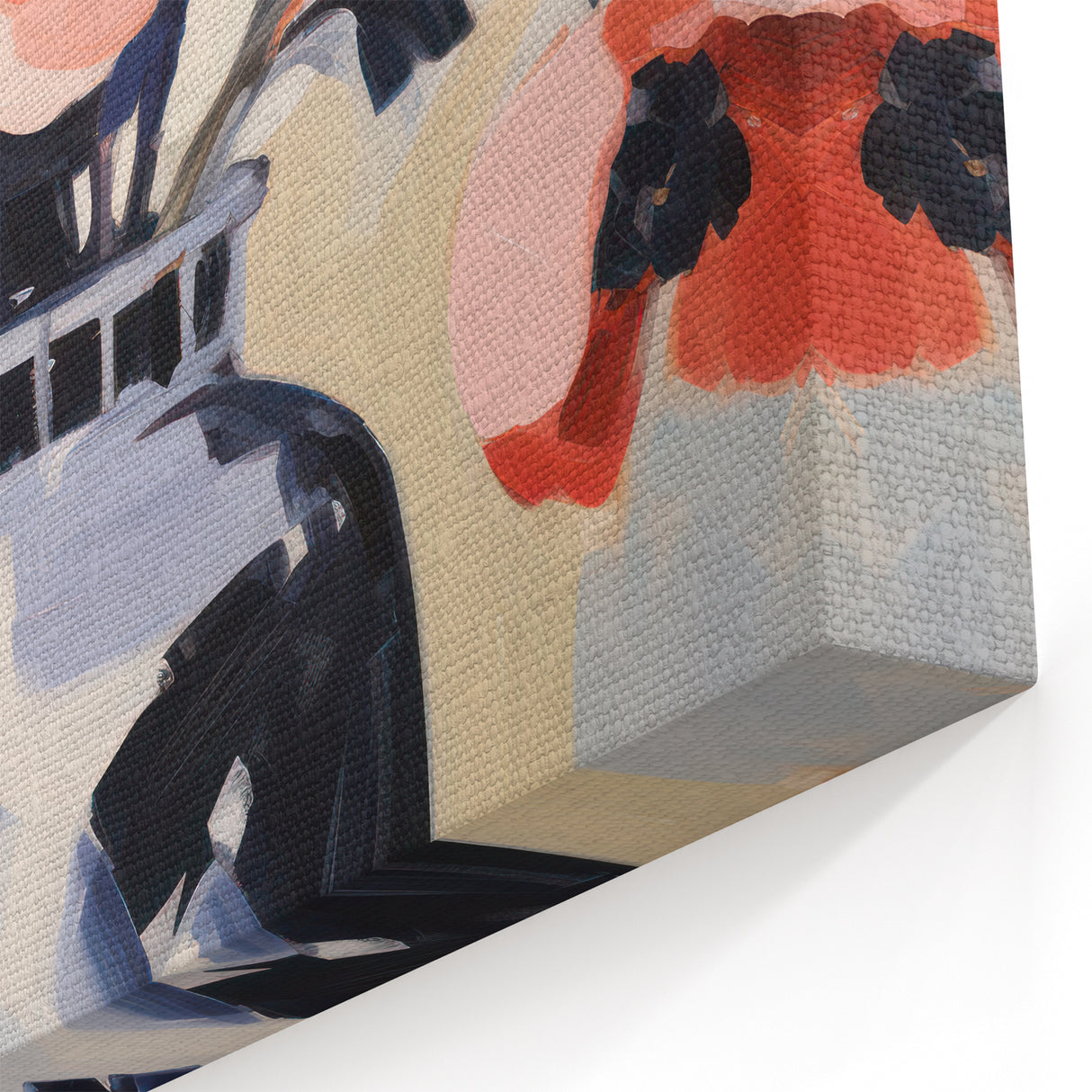 Electric Floral Wall Art: Bold Poppy Vase in Modern Electric Art Canvas