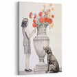 Modern Electric Wall Art: Classic Vase with Bold Floral and Dog Design