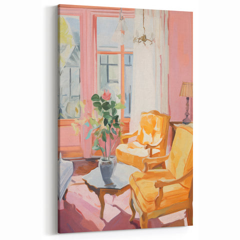 Electric Wall Art: Vibrant Interior with Yellow Chairs in Modern Decor