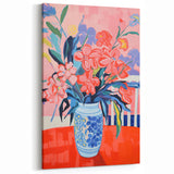 Electric Floral Wall Art: Vibrant Pink & Blue Flowers in Modern Decor