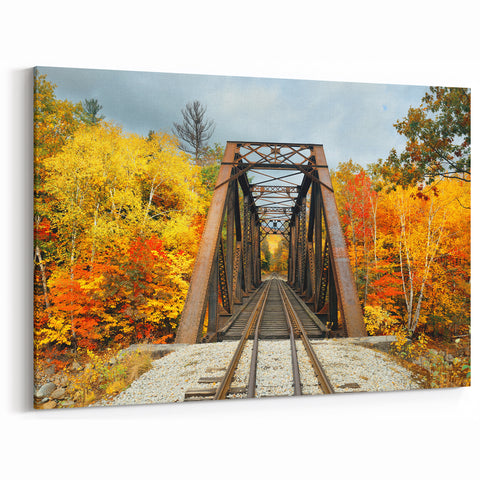 New Hampshire Scenic Art - Autumn Railway Canvas and Framed Prints