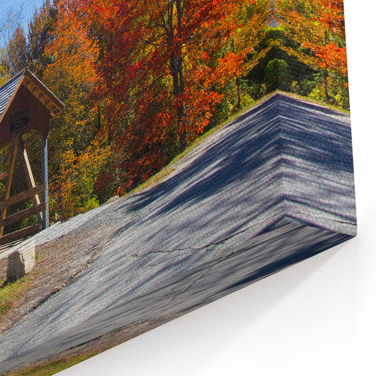 New Hampshire Art Prints - Scenic Wooden Bridge in Autumn Canvas