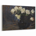 Dark Moody Wall Art White Roses in Black Vase for Dramatic Interiors