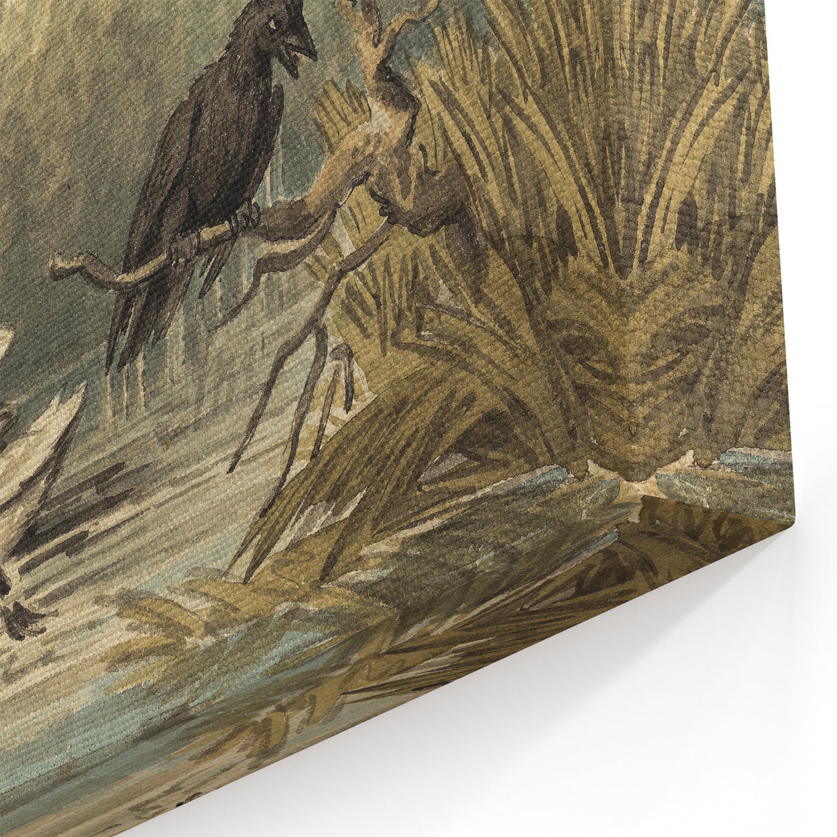 Grunge Wall Art - Unique Swan and Crow Scene for Edgy Home Decor