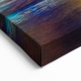 Framed New Jersey Art – Statue of Liberty and Brooklyn Bridge Night Scene