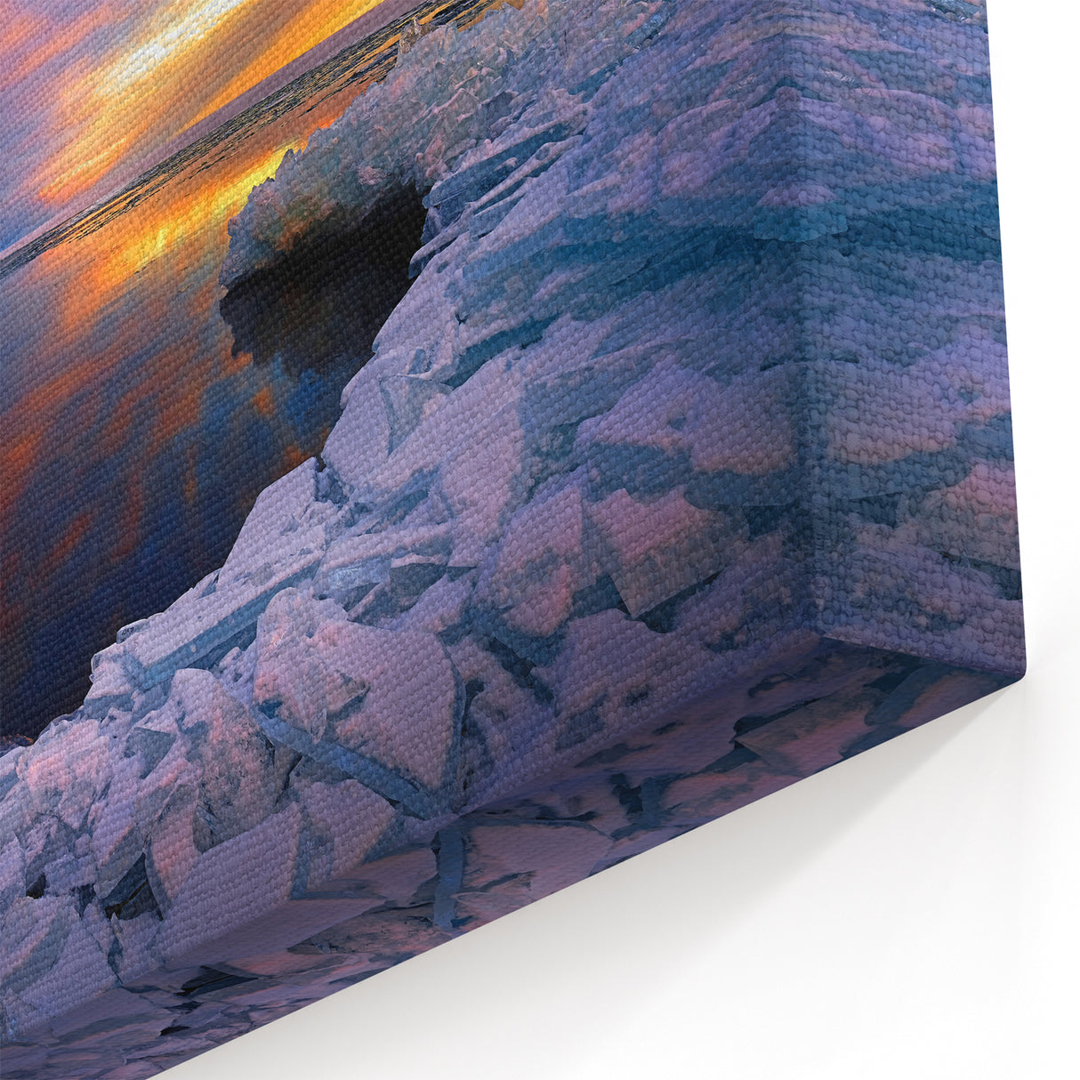 Minnesota Wall Art – Stunning Sunset Over Ice Lake Scene Canvas Print