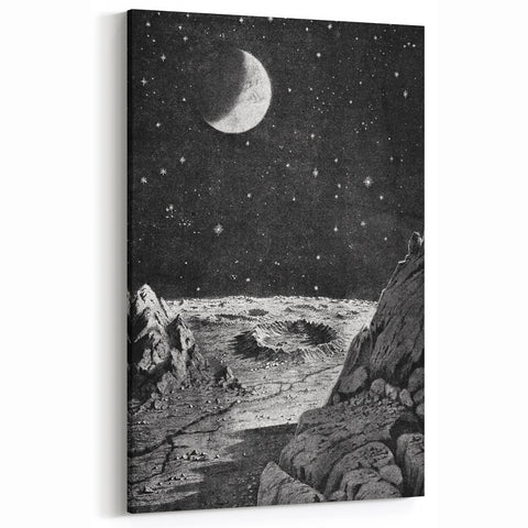 Grunge Wall Art - Cosmic Lunar Landscape Print - Space Grunge Decor
