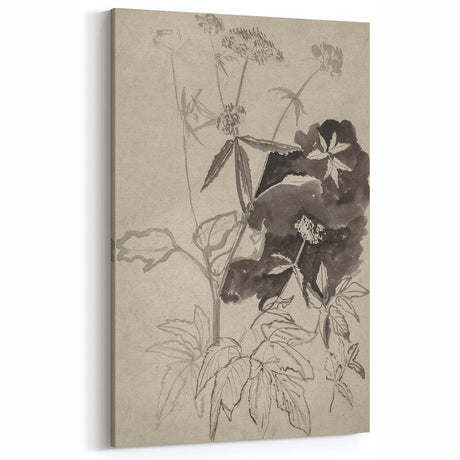Botanical Black and White Grunge Wall Art - Vintage Grunge Canvas Print