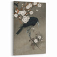 Grunge Crow and Floral Branch Wall Art - Vintage Grunge Canvas Print