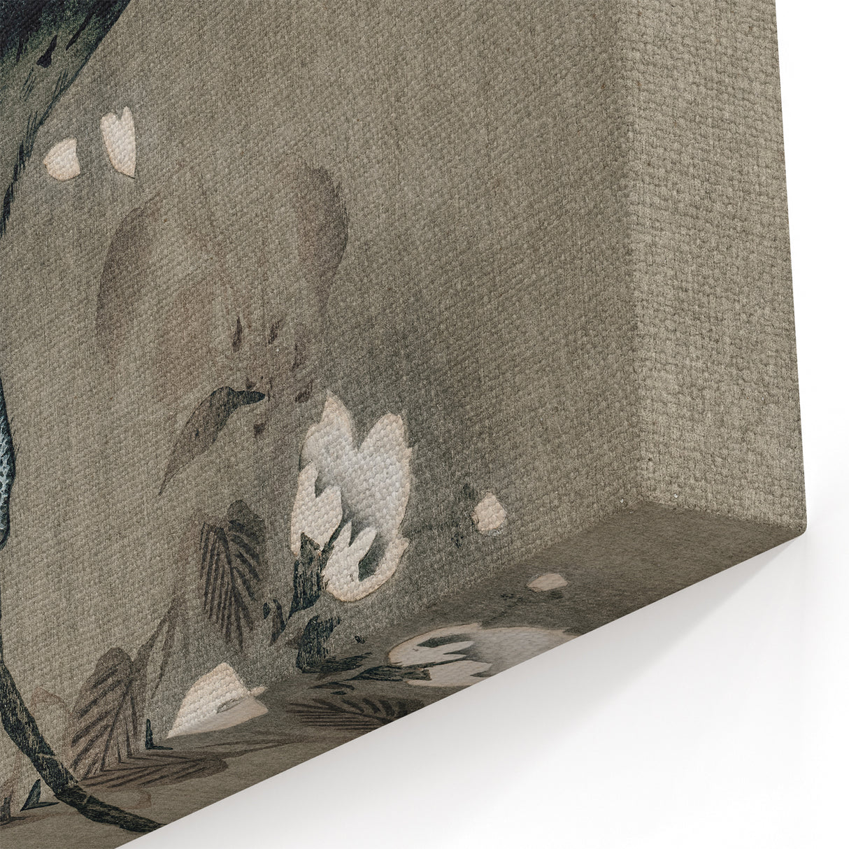 Grunge Crow and Floral Branch Wall Art - Vintage Grunge Canvas Print