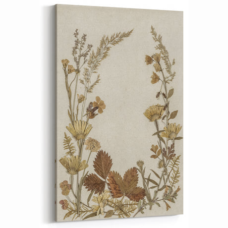 Pressed Botanical Grunge Wall Art - Vintage Floral Grunge Canvas Print
